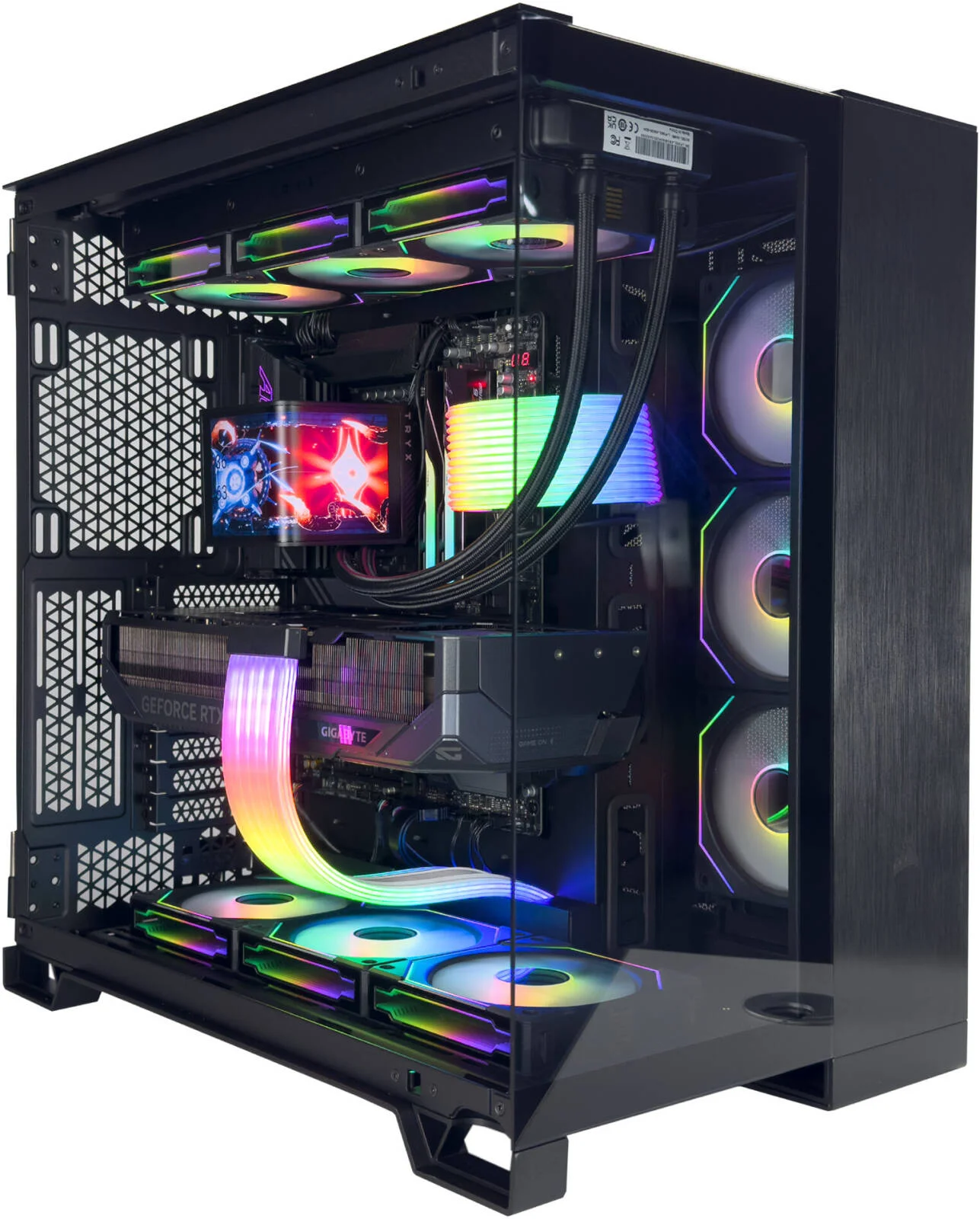 کامپیوتر گیمینگ WarpDrive - پردازنده Intel Core Ultra 9 285K با 24 هسته و 24 رشته، کارت گرافیک NVIDIA RTX 5090 با 32 گیگابایت حافظه، 64 گیگابایت رم DDR5 با فرکانس 6000 مگاهرتز، 2 ترابایت SSD Gen 5، منبع تغذیه 1200 وات Gold، خنک کننده مایع 360 میلی متری، Wi-Fi + BT، ویندوز 11 پرو