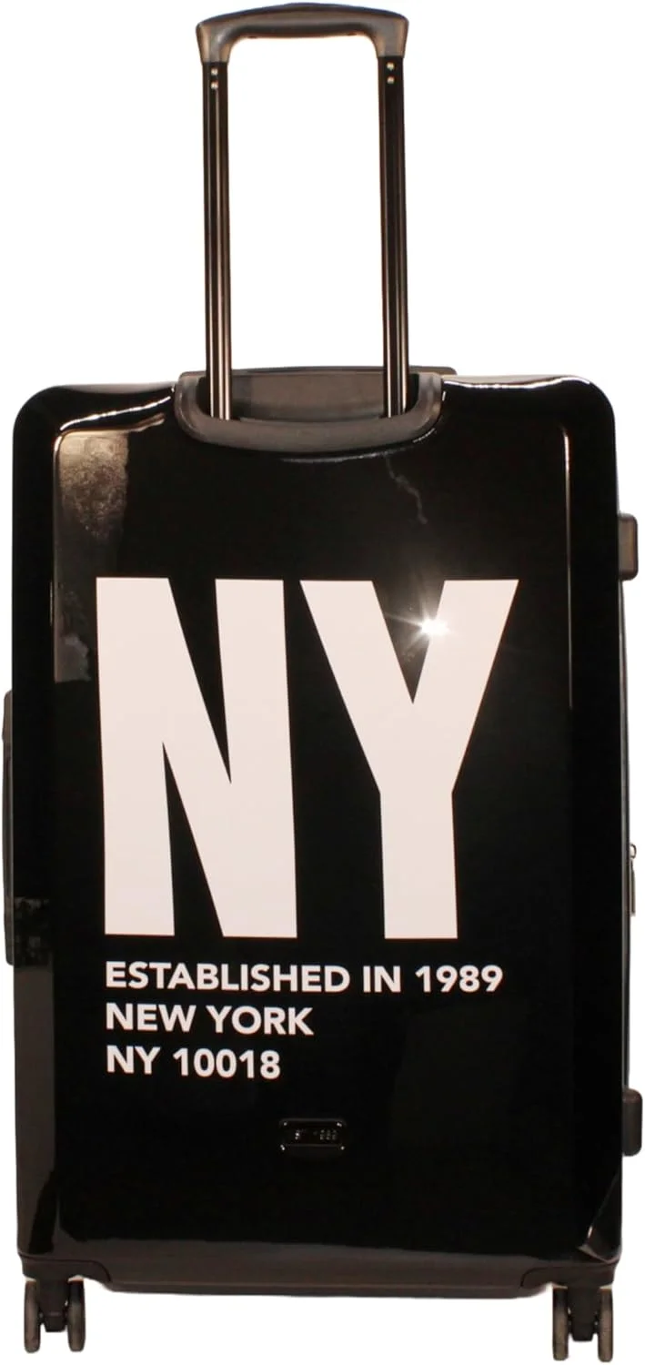 چمدان چرخدار سخت DKNY با روکش آینه‌ای، ABS فوق سبک، 4 چرخ دوبل با قفل TSA (سفید، سایز 28 اینچ)