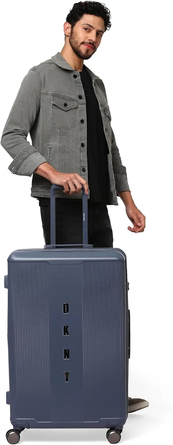 چمدان چرخدار سخت DKNY CENTER STAGE، ABS فوق سبک، 4 چرخ دوبل با قفل TSA (شفق، بزرگ)