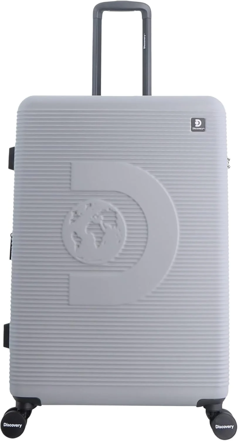 چمدان مسافرتی بزرگ دیسکاوری مدل Eclipse ABS، بادوام، سبک وزن، 4 چرخ دوبل، قابلیت افزایش حجم، قفل ترکیبی امن، سایز 28 اینچ - خاکستری روشن