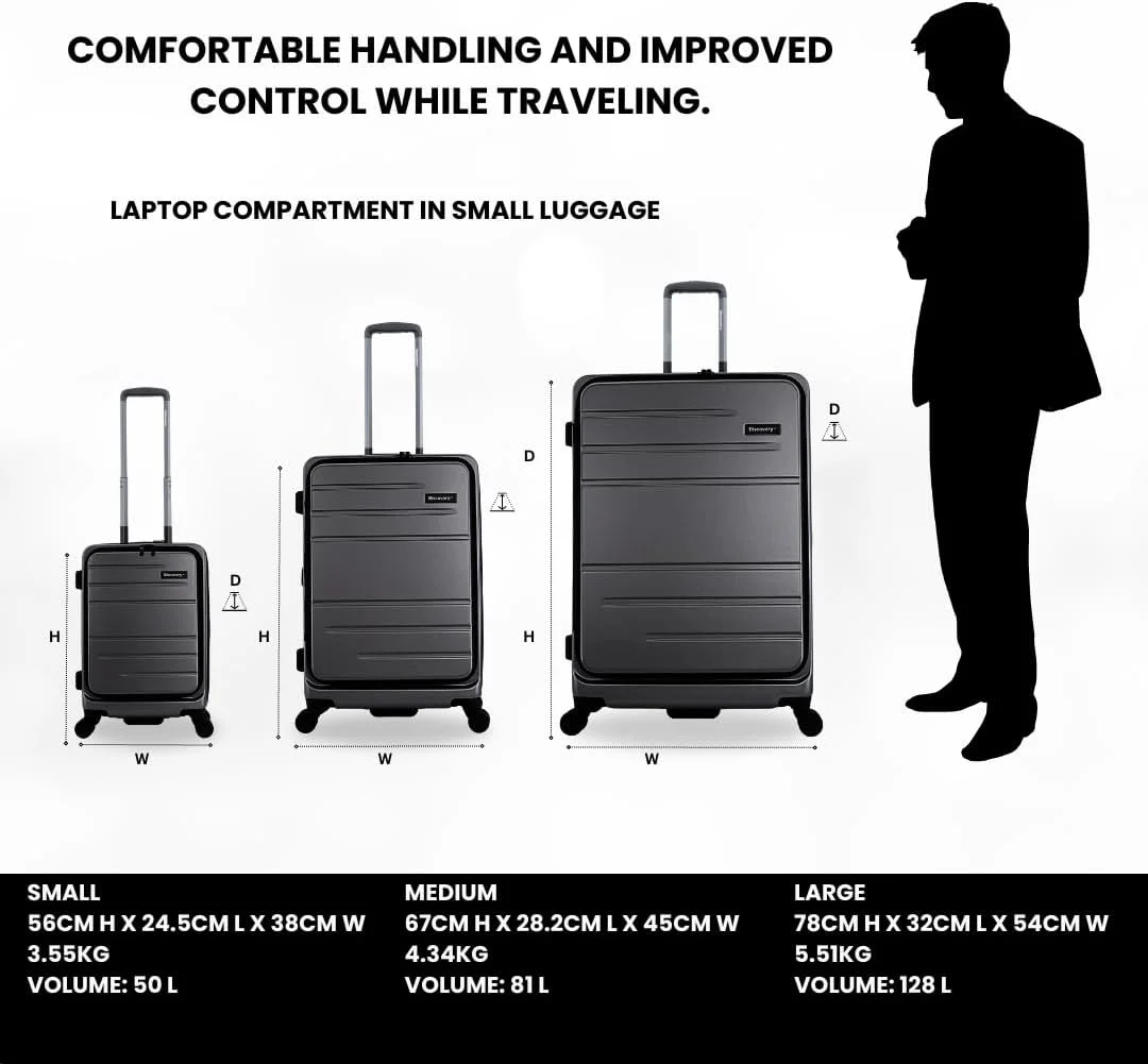 چمدان بزرگ مسافرتی دیسکاوری پاترول با بدنه سخت، 100% پلی کربنات بادوام، فوق العاده سبک، چمدان قابل گسترش، 4 چرخ دوبل، کیف چرخدار قفل ترکیبی مشکی (71 سانتی متر / 28 اینچ) مشکی.
