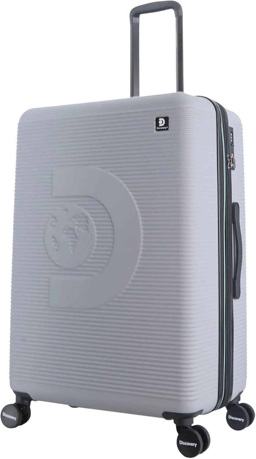 چمدان مسافرتی بزرگ دیسکاوری مدل Eclipse ABS، بادوام، سبک وزن، 4 چرخ دوبل، قابلیت افزایش حجم، قفل ترکیبی امن، سایز 28 اینچ - خاکستری روشن