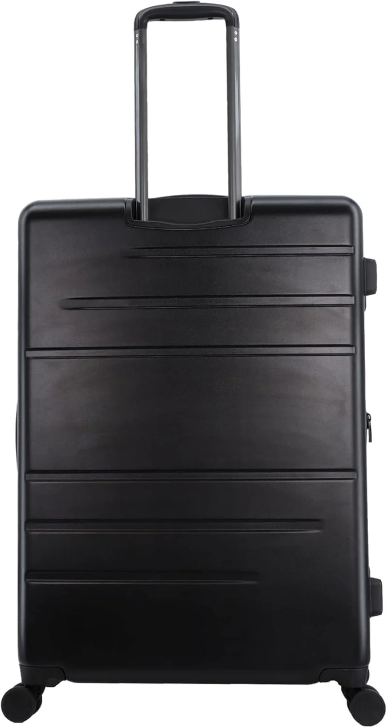 چمدان بزرگ مسافرتی دیسکاوری پاترول با بدنه سخت، 100% پلی کربنات بادوام، فوق العاده سبک، چمدان قابل گسترش، 4 چرخ دوبل، کیف چرخدار قفل ترکیبی مشکی (71 سانتی متر / 28 اینچ) مشکی.