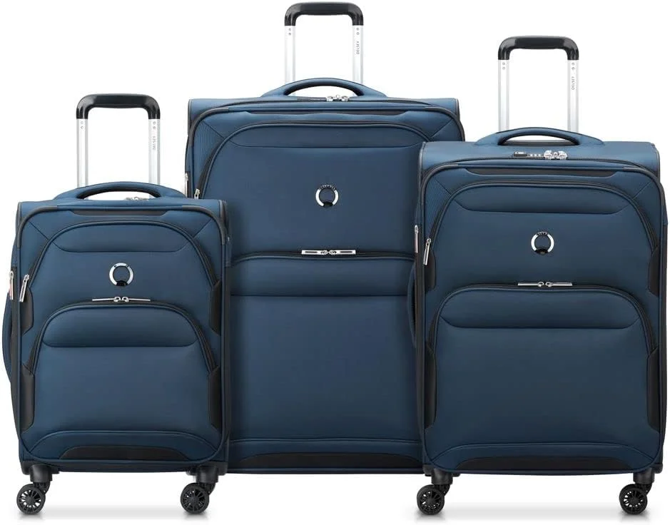 چمدان چرخدار دلسی پاریس مدل Sky Max 2.0 Nest سایزهای 55/71/79 سانتی‌متر، آبی، 79x51x33.5