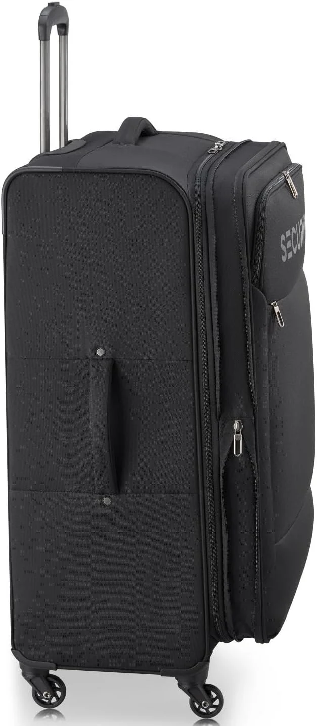 چمدان چرخ‌دار دلسی پاریس مدل Securitech By Vanguard با قابلیت افزایش حجم و چرخ دوبل، سایز 70 سانتی‌متر، مشکی