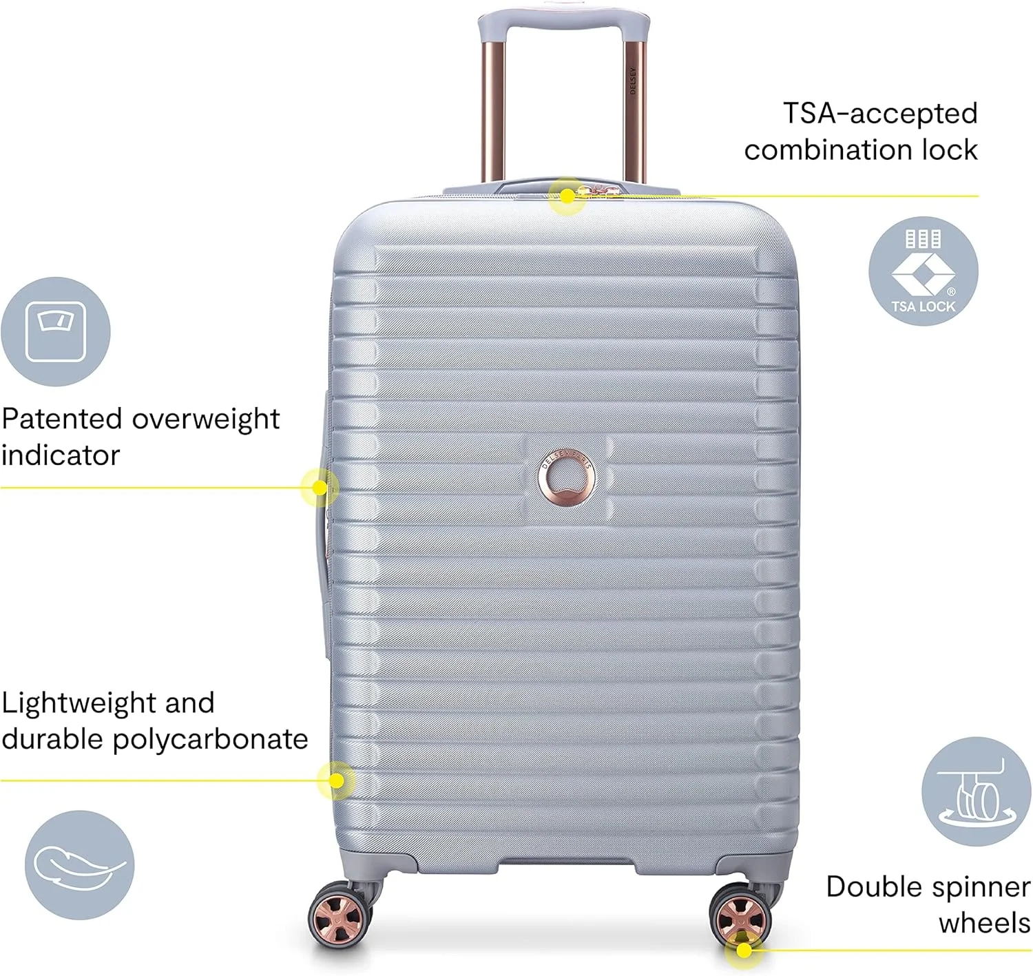 چمدان سخت بدنه گسترش پذیر DELSEY Paris Cruise 3.0 با چرخ های اسپینر