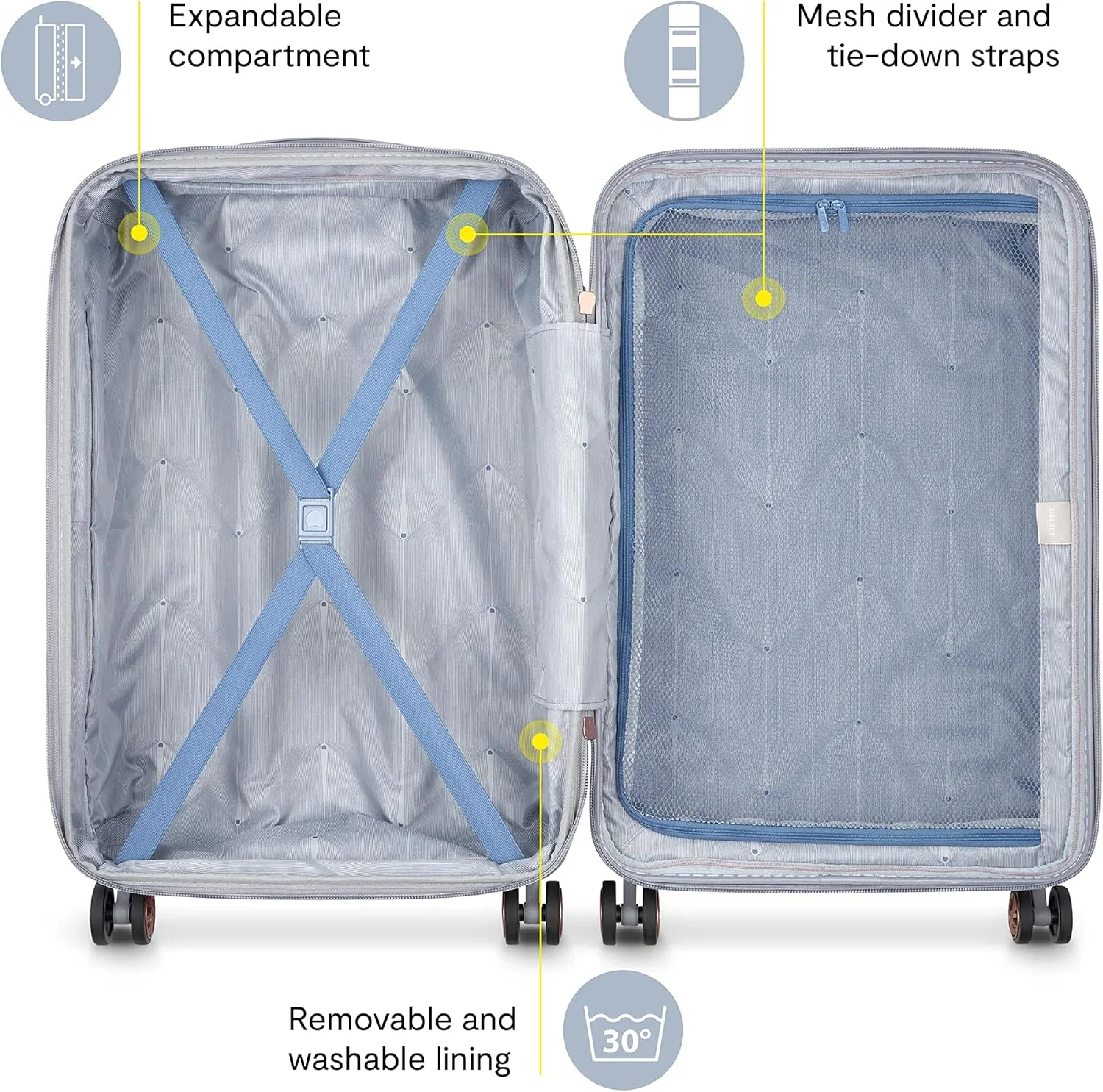 چمدان سخت بدنه گسترش پذیر DELSEY Paris Cruise 3.0 با چرخ های اسپینر