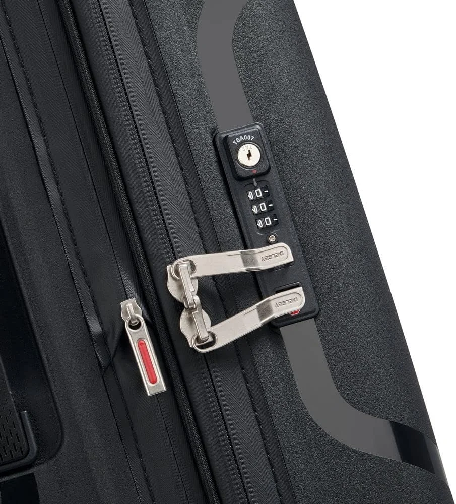 چمدان کابین سخت DELSEY PARIS - Clavel - ابعاد 55 سانتی متر x 35 سانتی متر x 25 سانتی متر - 39 لیتر - S -، مشکی، S، بدنه سخت قابل افزایش با چرخ های گردان