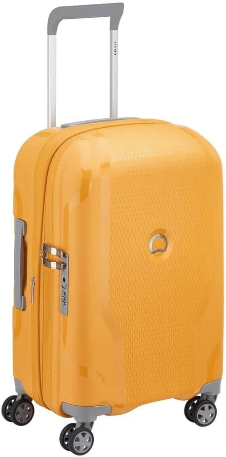 چمدان کابین چرخ دوبل تلسکوپی قابل گسترش 55 سانتی‌متری دلسه پاریس مدل Clavel بازیافتی - زرد