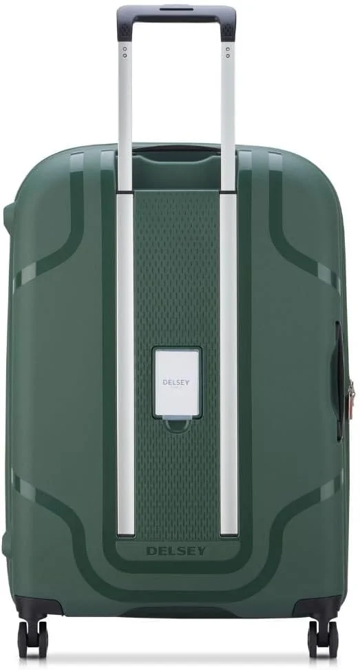 چمدان چرخ‌دار بزرگ دلسی پاریس مدل Clavel با ابعاد ۷۰ سانتی‌متر، رنگ سبز تیره و قابلیت افزایش حجم