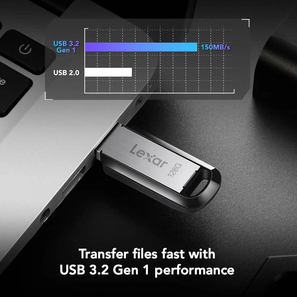فلش مموری USB 3.2 لکسار JumpDrive M400، ظرفیت 128 گیگابایت، سرعت انتقال تا 150 مگابایت بر ثانیه، رمزگذاری AES 256 بیتی | LJDM400128G-BNBNG فلش مموری USB 3.2 لکسار JumpDrive M400، ظرفیت 128 گیگابایت، سرعت انتقال تا 150 مگابایت بر ثانیه، رمزگذاری AES 256 بیتی | LJDM400128G-BNBNG