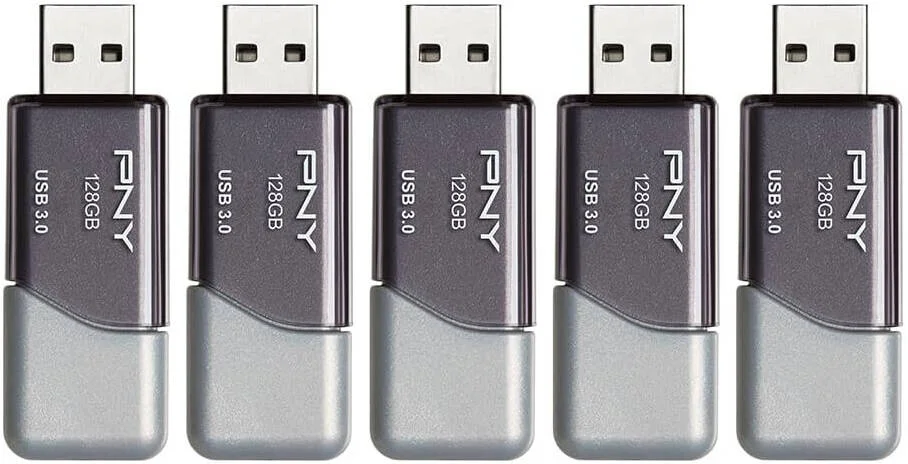 فلش مموری USB 3.0 مدل Turbo Attach 3 پی ان وای با ظرفیت 128 گیگابایت، سرعت خواندن تا 100 مگابایت بر ثانیه، تا 10 برابر سریعتر از سرعت انتقال USB 2.0، بسته 5 عددی، نقره ای | Turbo Attach 3 فلش مموری USB 3.0 مدل Turbo Attach 3 پی ان وای با ظرفیت 128 گیگابایت، سرعت خواندن تا 100 مگابایت بر ثانیه، تا 10 برابر سریعتر از سرعت انتقال USB 2.0، بسته 5 عددی، نقره ای | Turbo Attach 3