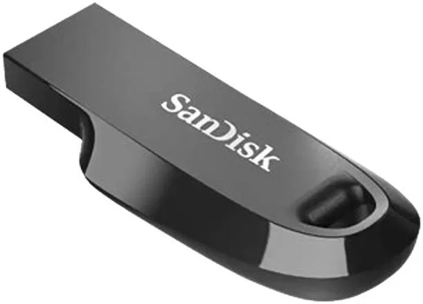 فلش مموری 128 گیگابایتی SanDisk Ultra Curve، رابط USB 3.2 Gen 1، سرعت انتقال تا 100 مگابایت بر ثانیه، طراحی فلزی منحنی، مشکی | SDCZ550-128G-G46