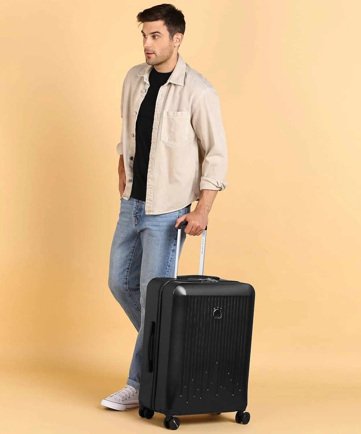 ترولی کابین 55 سانتی متری دلسه کریستین با 4 چرخ دوبل و قابلیت افزایش حجم (مشکی)