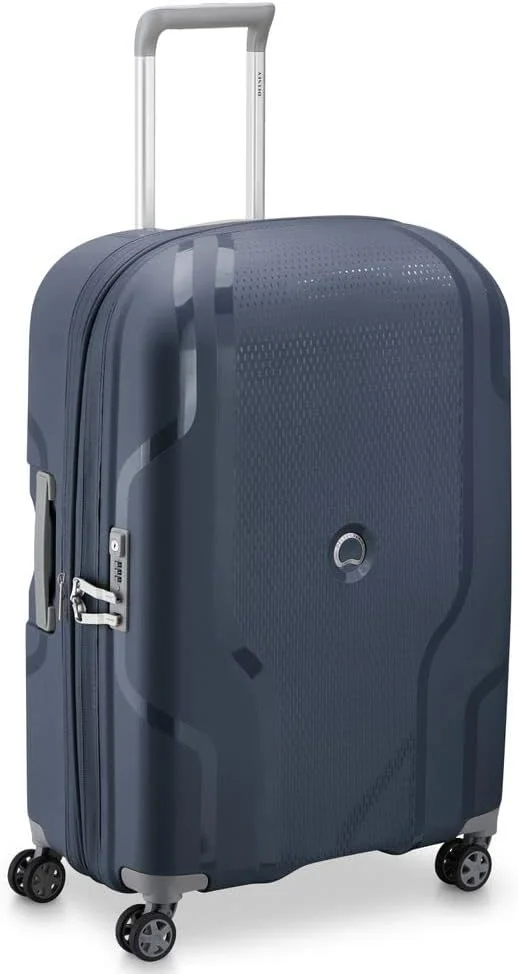 چمدان سخت Clavel دلسی سایز 71 سانتی متر، دارای قابلیت افزایش حجم و 4 چرخ دوبل، مناسب برای سفرهای هوایی - آبی جین - 00384582002