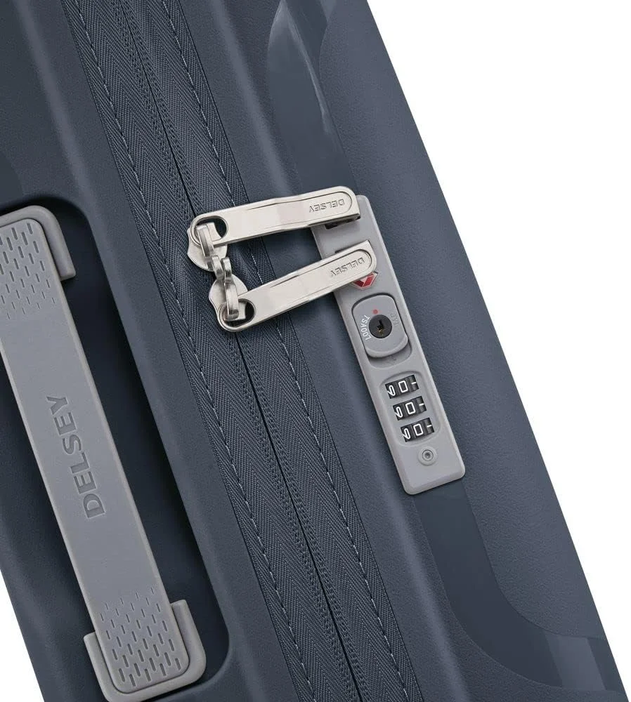 چمدان سخت Clavel دلسی سایز 71 سانتی متر، دارای قابلیت افزایش حجم و 4 چرخ دوبل، مناسب برای سفرهای هوایی - آبی جین - 00384582002