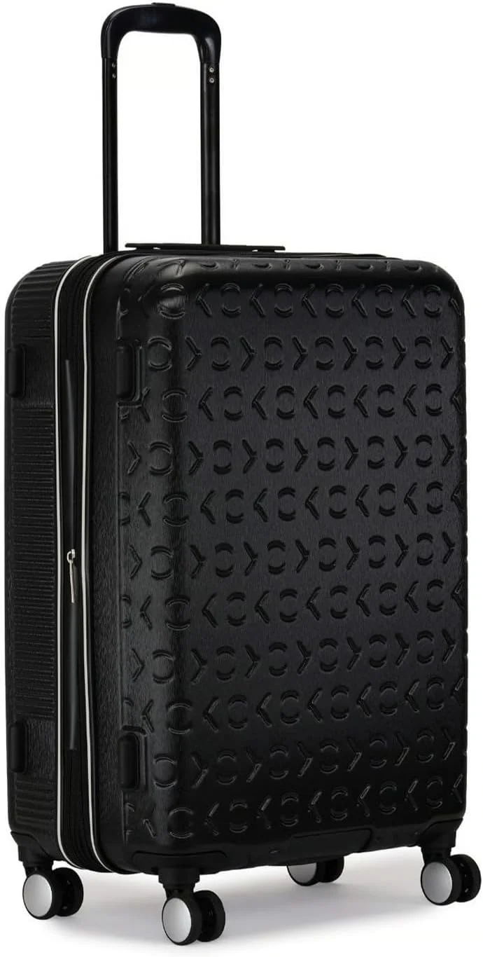 چمدان چرخدار سخت پوسته کنترل پرواز، ABS فوق سبک، 4 چرخ دوبل (مشکی، 20 اینچ)