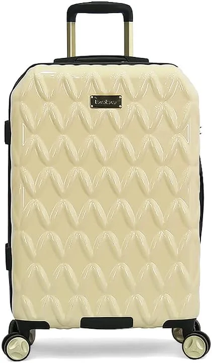 چمدان سخت تایرای BEBE، چرخشی، سبک و قابل افزایش حجم با قفل TSA (بژ، سایز 28 اینچ)