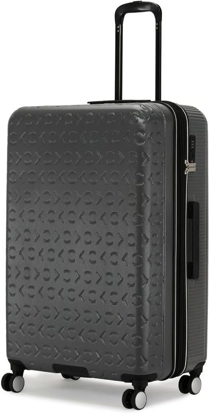 چمدان چرخ دار سخت بدنه کنترل پرواز، ABS فوق سبک، 4 چرخ دوبل (خاکستری گرانیتی، 28 اینچ)