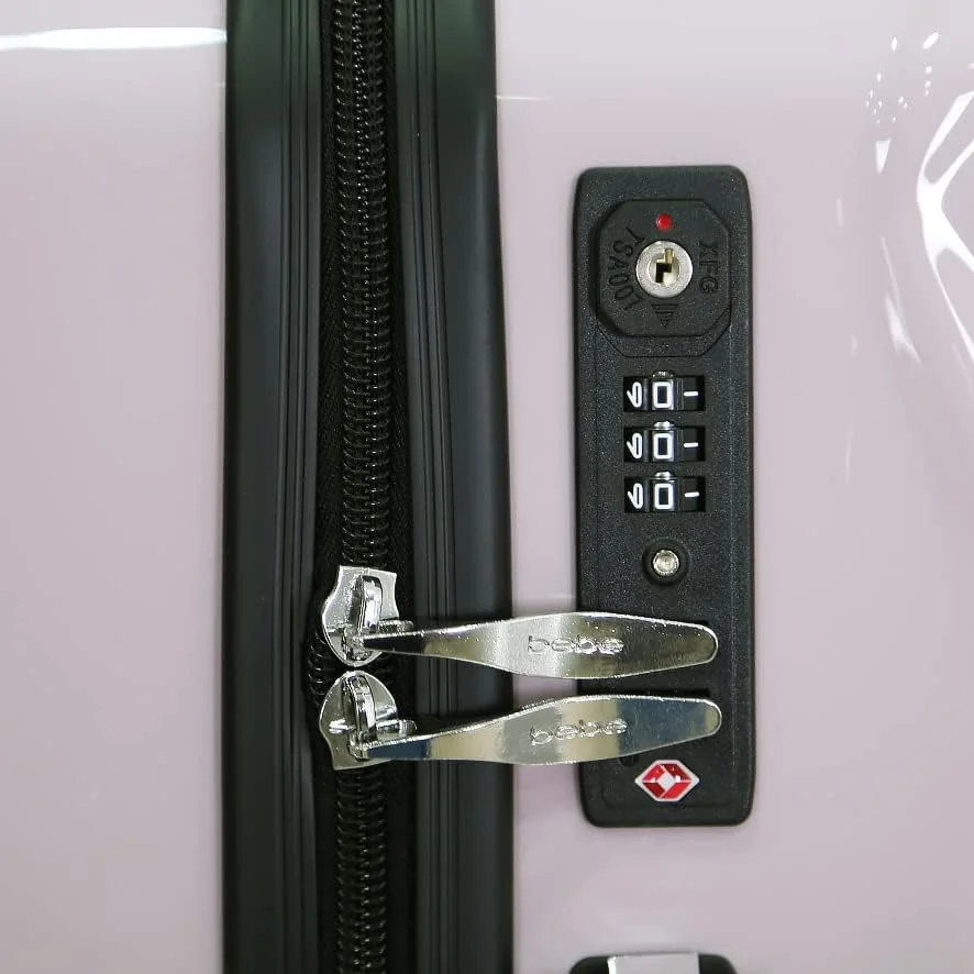 مجموعه چمدان های BEBE TIARA، چمدان چرخشی سبک وزن و قابل افزایش حجم با قفل TSA (صورتی رُز، سایز 24 اینچ)