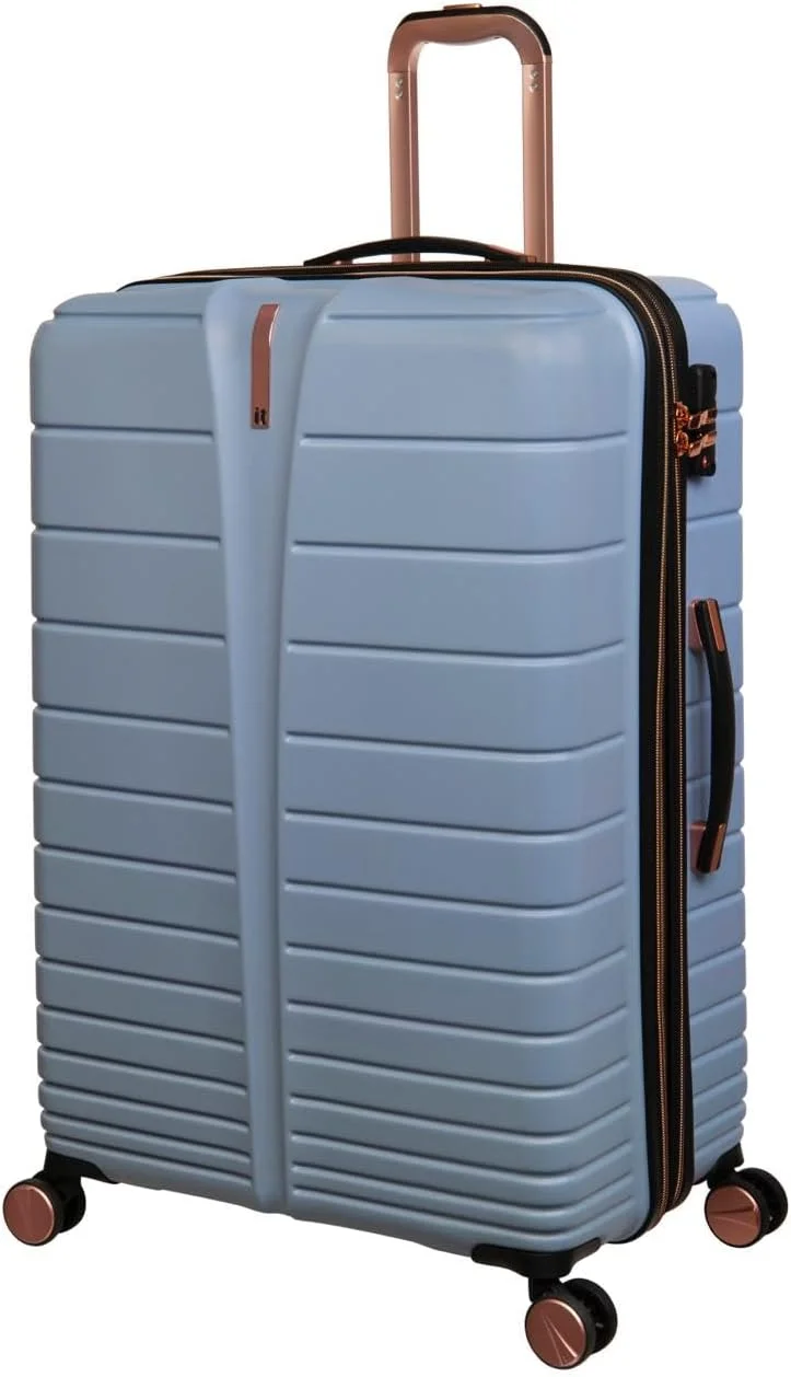 چمدان بزرگ آی تی - چمدان های سخت با چرخ های اسپینر، دسته تلسکوپی و زیپ های ضد گیر (159 لیتر، ست مسافرتی سبک وزن) (مه آبی، بزرگ 31 اینچی)