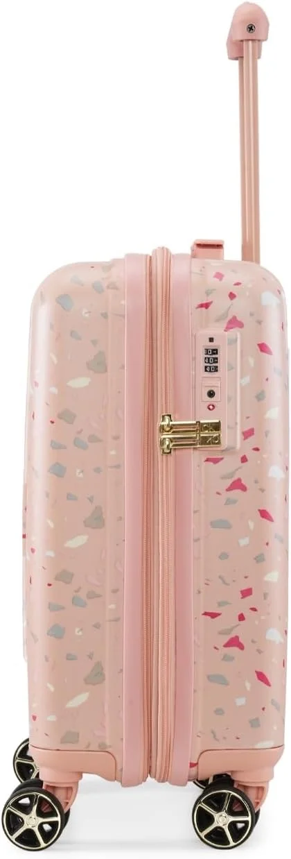 مجموعه چمدان چرخشی سبک وزن کالوین کلاین مدل Terrazzo Island با قفل TSA (صورتی مات، سایز 24 اینچ)