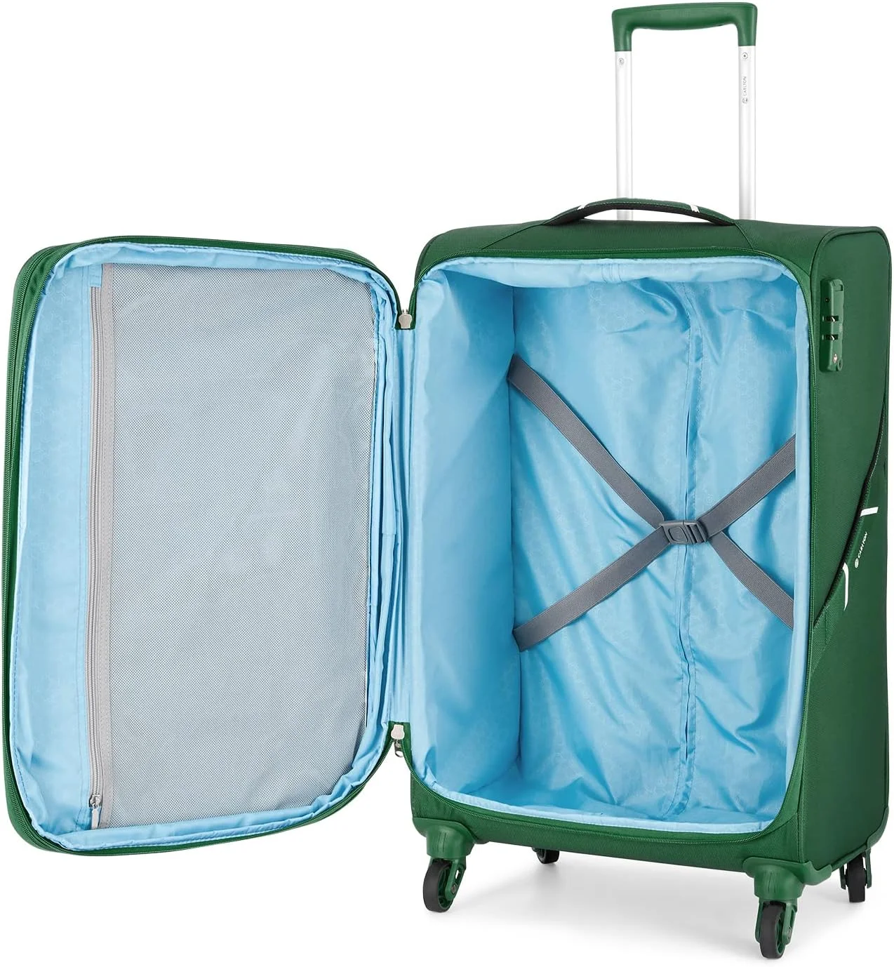 چمدان کابین خلبانی چهار چرخ نرم کارلتون Amberlite، ارتفاع ۵۵ سانتی متر، سبز برگ دار