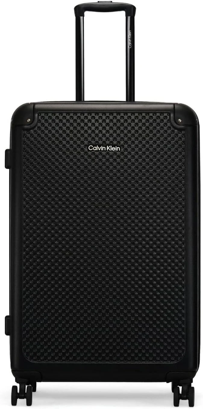 چمدان چرخدار سخت CALVIN KLEIN V2، ABS فوق سبک، 4 چرخ دوبل با قفل TSA (مشکی، سایز 24 اینچ)
