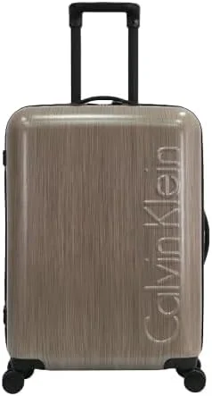 چمدان چرخشی سبک وزن یک تکه HJZWTS Calvin Klein Southampton از جنس پلی کربنات 100% با قفل TSA (صورتی، سایز 24 اینچ)