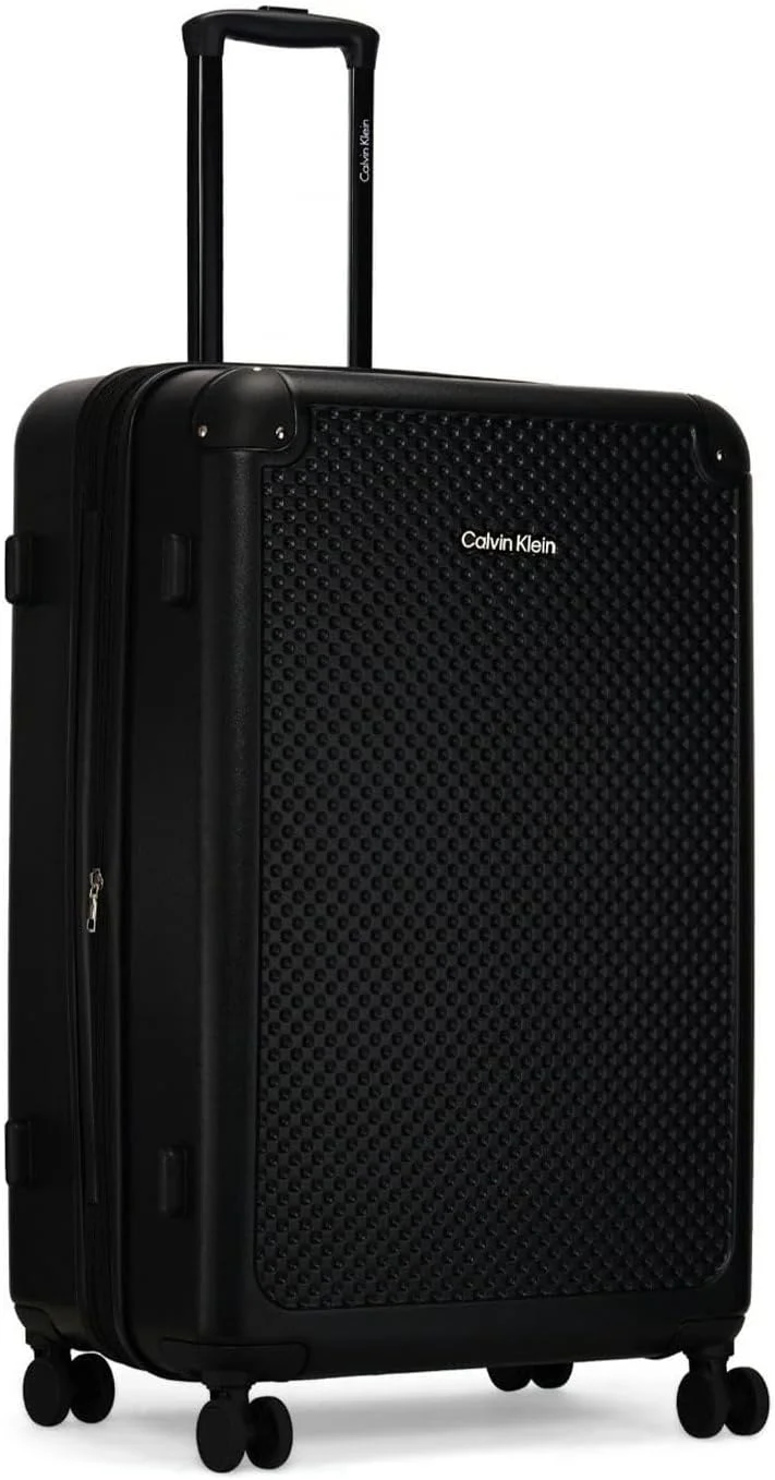 چمدان چرخدار سخت CALVIN KLEIN V2، ABS فوق سبک، 4 چرخ دوبل با قفل TSA (مشکی، سایز 24 اینچ)