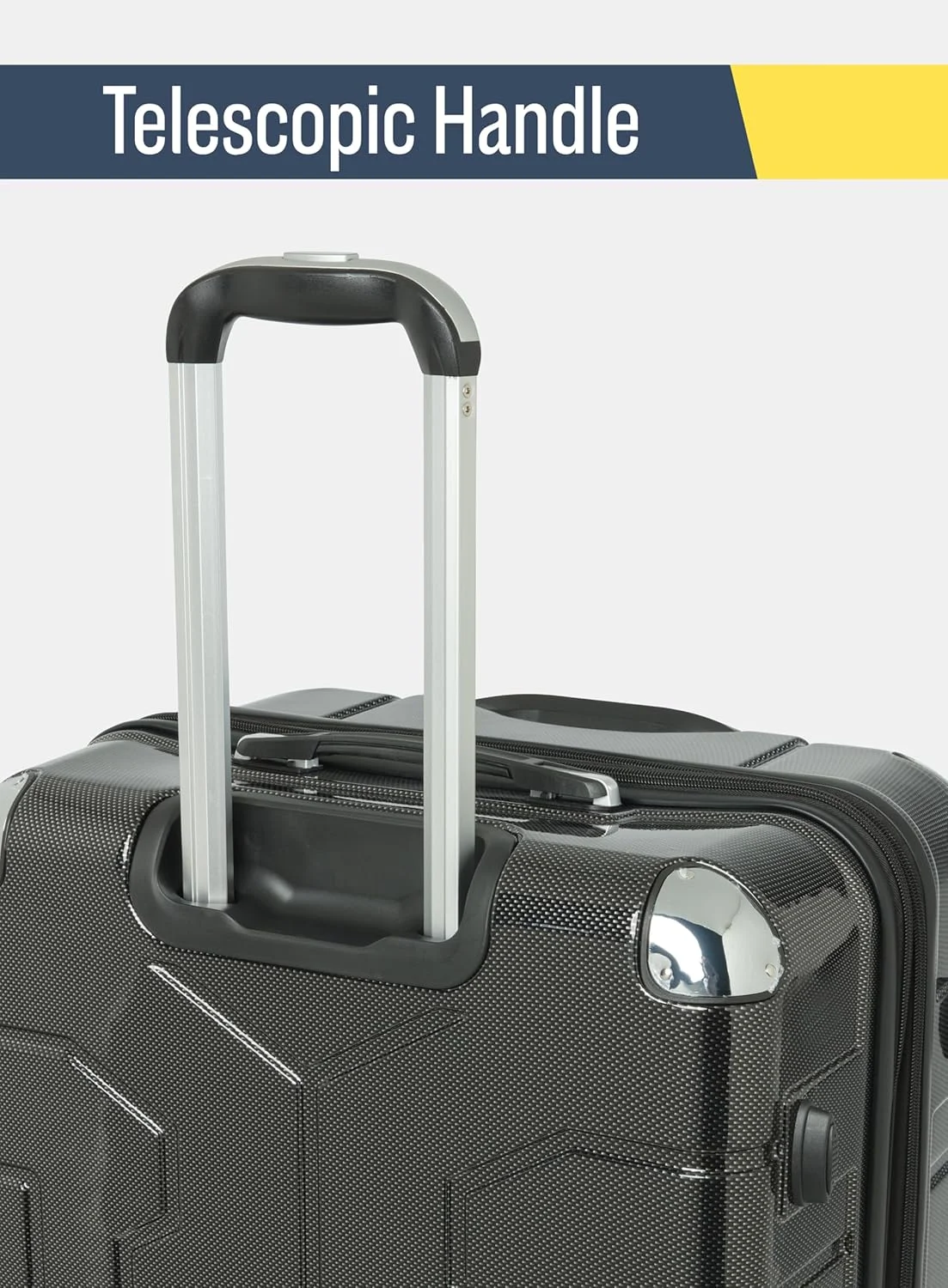 چمدان کابین 20 اینچی | چمدان سخت ABS با لایه قابل افزایش | چمدان سبک وزن با چرخ های گردان 360 درجه و دسته تلسکوپی - (مشکی)