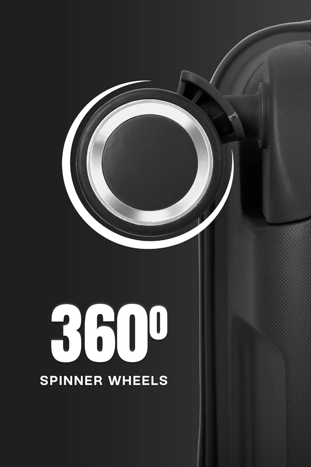 چمدان سایز متوسط پلی پروپیلن با چرخ های اسپینر، سایز ۲۴ اینچ، مشکی