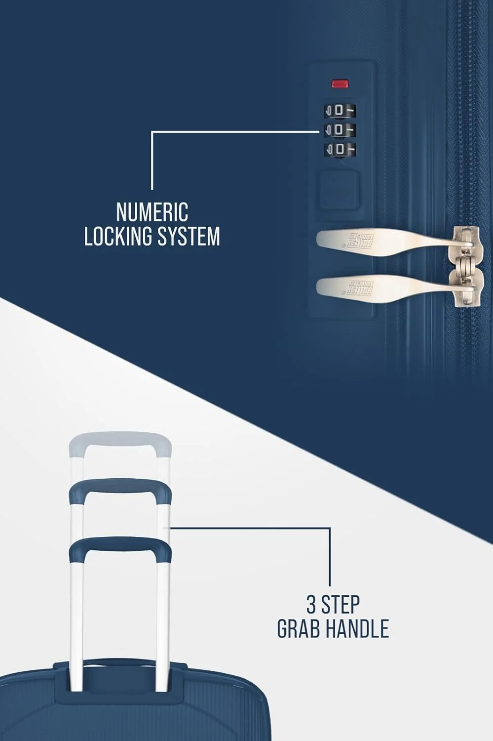 چمدان بزرگ چرخشی پلی پروپیلن سایز 28 اینچ آبی