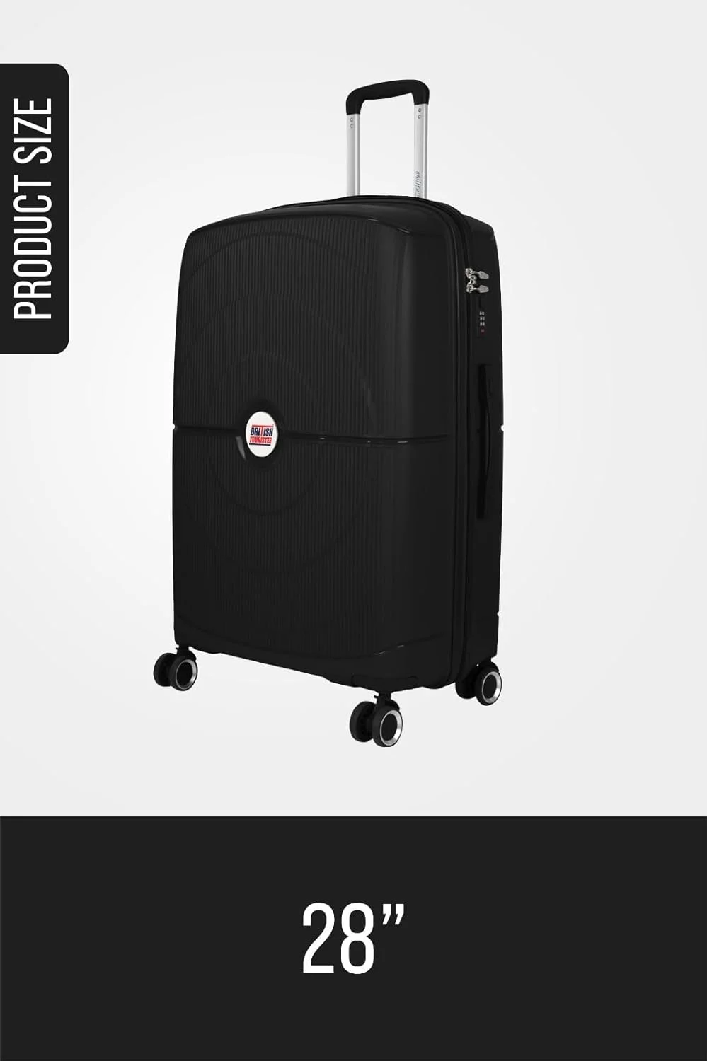 چمدان بزرگ چرخشی پلی پروپیلن سایز 28 اینچ مشکی چمدان بزرگ چرخشی پلی پروپیلن سایز 28 اینچ مشکی