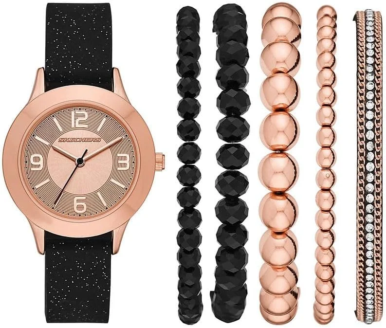 ست ساعت زنانه اسکیچرز و دستبند قابل انباشت