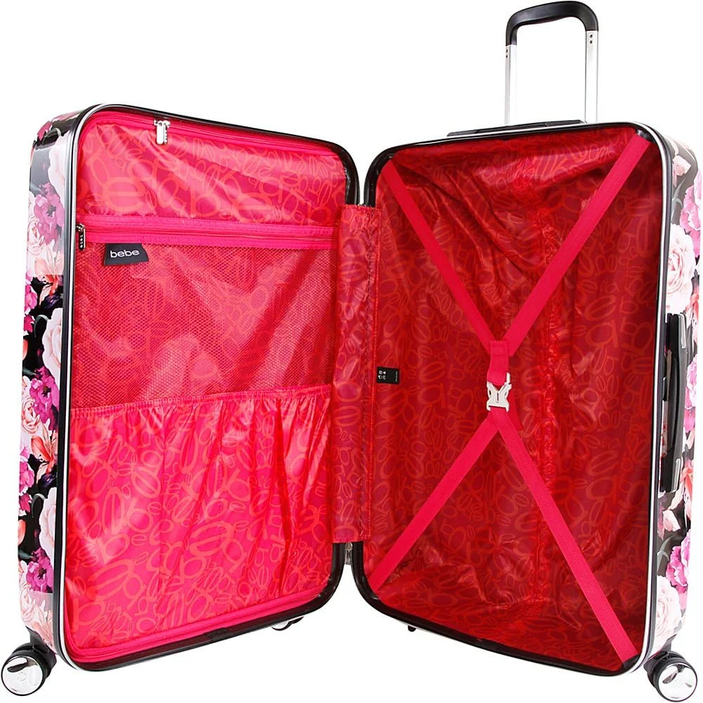 چمدان چرخشی سخت پوسته زنانه bebe مدل Marie سایز 29 اینچ، طرح گل مشکی، سایز One Size