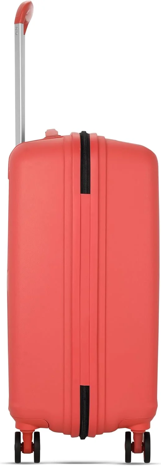 چمدان الیپسو امریکن توریستر، سایز مناسب تحویل بار 68 سانتی متر / 25 اینچ، 4 چرخ دوبل، بدنه سخت، پلی پروپیلن، سرخابی زردآلویی | بافت مقاوم در برابر خراش | کیف کفش | قفل TSA - 3 سال خدمات بین المللی