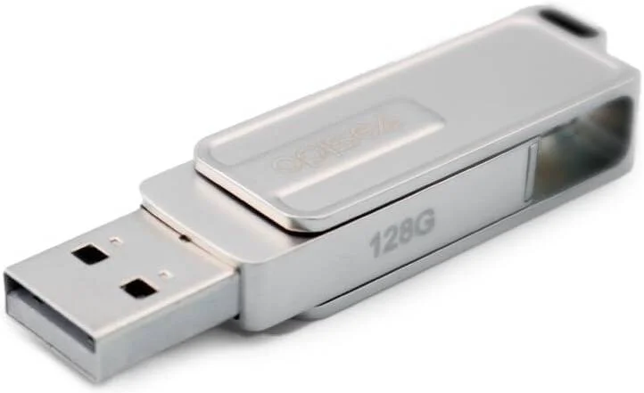 فلش مموری 2 در 1 یسیدو 128 گیگابایتی USB + 8 پین با عملکرد OTG، پورت Lightninng، USB 3.0، بدنه آلیاژ روی، بادوام، شیک و مقاوم در برابر حرارت، نقره ای | FL16