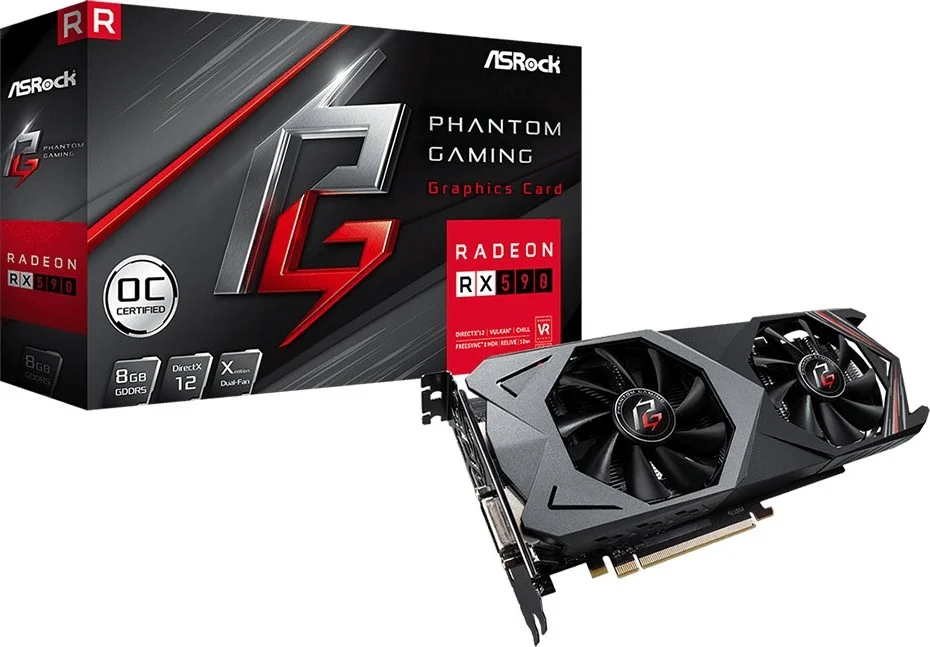 کارت گرافیک ASRock Radeon RX590 AMD Phantom Gaming X 8G OC - 8GB GDDR5، 256-bit، PCI-Express 3.0، 2 x DisplayPort، 2 x HDMI، DVI