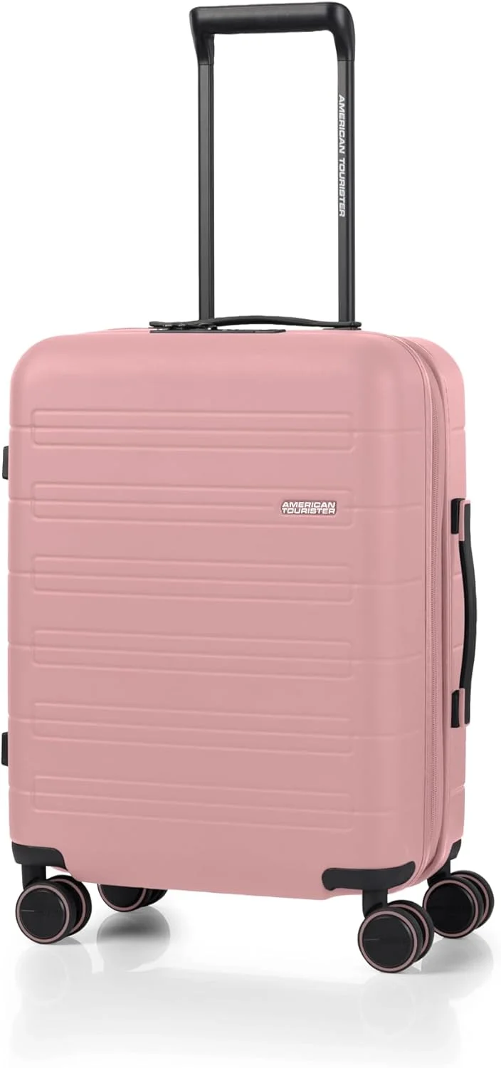 چمدان کابین پلی کربنات کوچک امریکن توریستر نووااستریم 55 سانتی‌متری با قفل TSA و پورت USB - صورتی وینتیج