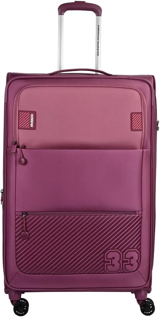 چمدان امریکن توریستر مدل Majoris +، سایز بزرگ 83 سانتی متر، 4 چرخ دوبل، رویه نرم، 100% پلی استر، Wineberry| محافظ گوشه | جیب جلویی چندگانه | قفل TSA | قابلیت افزایش حجم چمدان امریکن توریستر مدل Majoris +، سایز بزرگ 83 سانتی متر، 4 چرخ دوبل، رویه نرم، 100% پلی استر، Wineberry| محافظ گوشه | جیب جلویی چندگانه | قفل TSA | قابلیت افزایش حجم