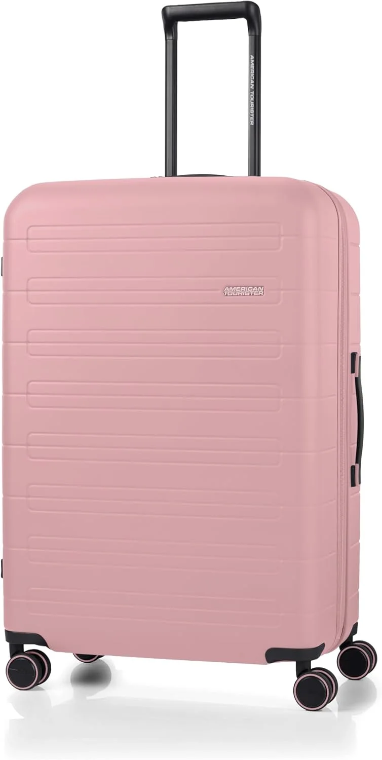 چمدان بزرگ پلی کربنات سخت American Tourister Novastream با ابعاد 77 سانتی متر، قفل TSA فرورفته و زیپ امنیتی Duosaf™ - صورتی وینتیج