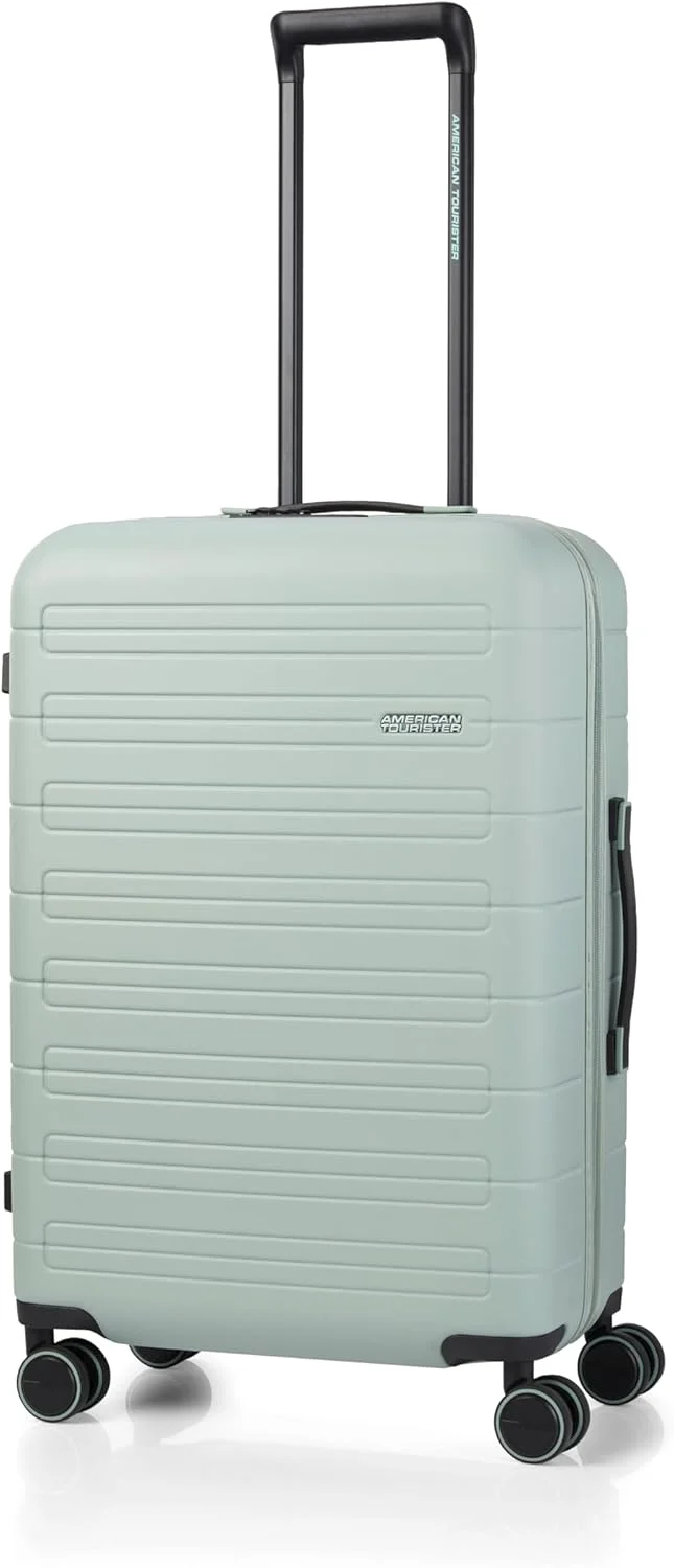 چمدان متوسط پلی کربنات سخت American Tourister Novastream با ابعاد 67 سانتی متر، قفل فرورفته TSA و زیپ امنیتی Duosaf ™ - سبز Nomad