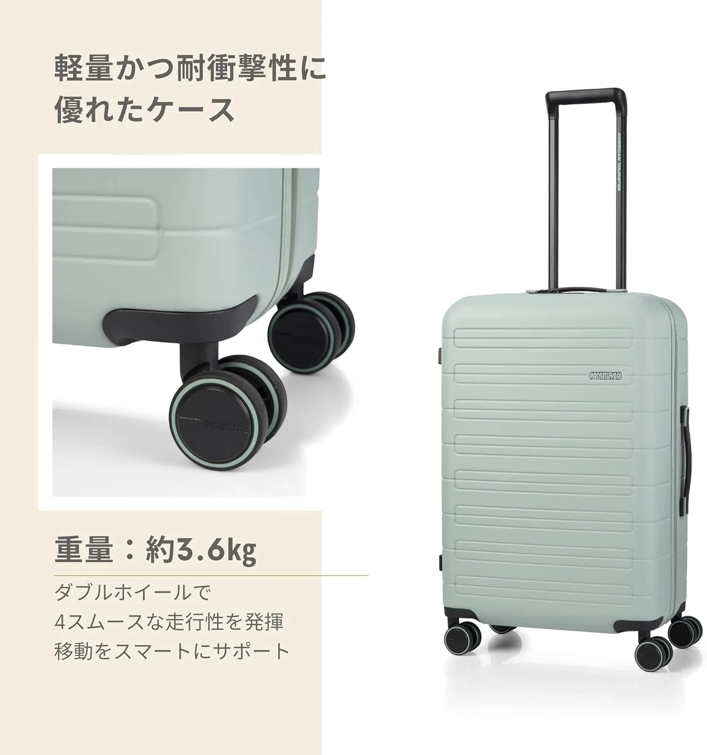 چمدان متوسط پلی کربنات سخت American Tourister Novastream با ابعاد 67 سانتی متر، قفل فرورفته TSA و زیپ امنیتی Duosaf ™ - سبز Nomad