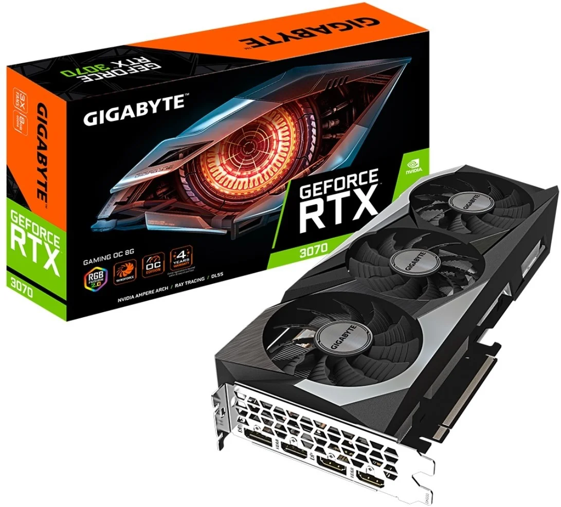 کارت گرافیک گیگابایت GeForce RTX 3070 Gaming OC 8G، فرکانس 1815 مگاهرتز GeForce RTX™ 3070، حافظه 8GB GDDR6، رابط 256 بیتی، PCI-E 4.0 x 16 - مشکی | GV-N3070GAMING OC-8GD
