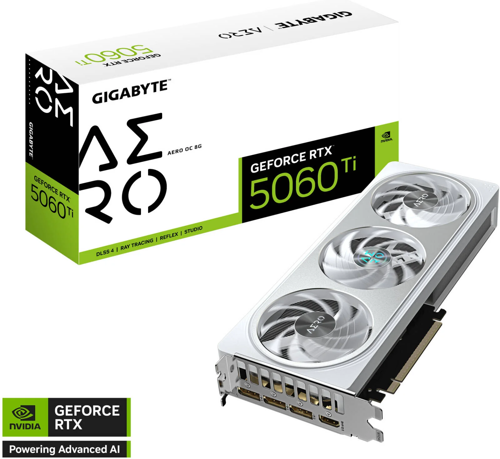 کارت گرافیک GIGABYTE GeForce RTX 5060 Ti AERO OC، حافظه 8 گیگابایت GDDR7 128 بیتی، فرکانس هسته 2647 مگاهرتز، فرکانس حافظه 28 گیگابیت بر ثانیه، PCI Express 5.0 | GV-N506TAERO OC-8GD