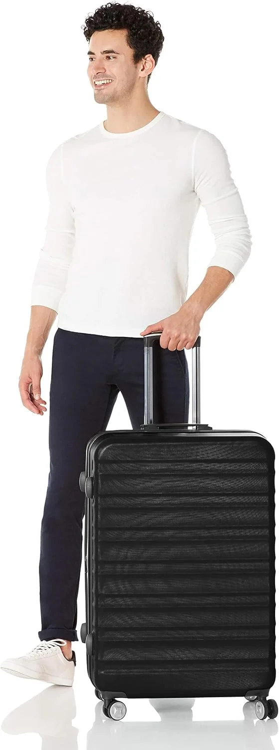 ست دو عددی چمدان چرخ‌دار سخت آمازون بیسیکس با قفل داخلی - 20/28 اینچ (50/71 سانتی‌متر) جنس: ABS، مشکی