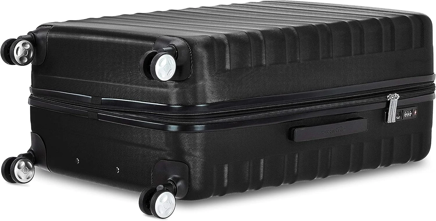 ست دو عددی چمدان چرخ‌دار سخت آمازون بیسیکس با قفل داخلی - 20/28 اینچ (50/71 سانتی‌متر) جنس: ABS، مشکی