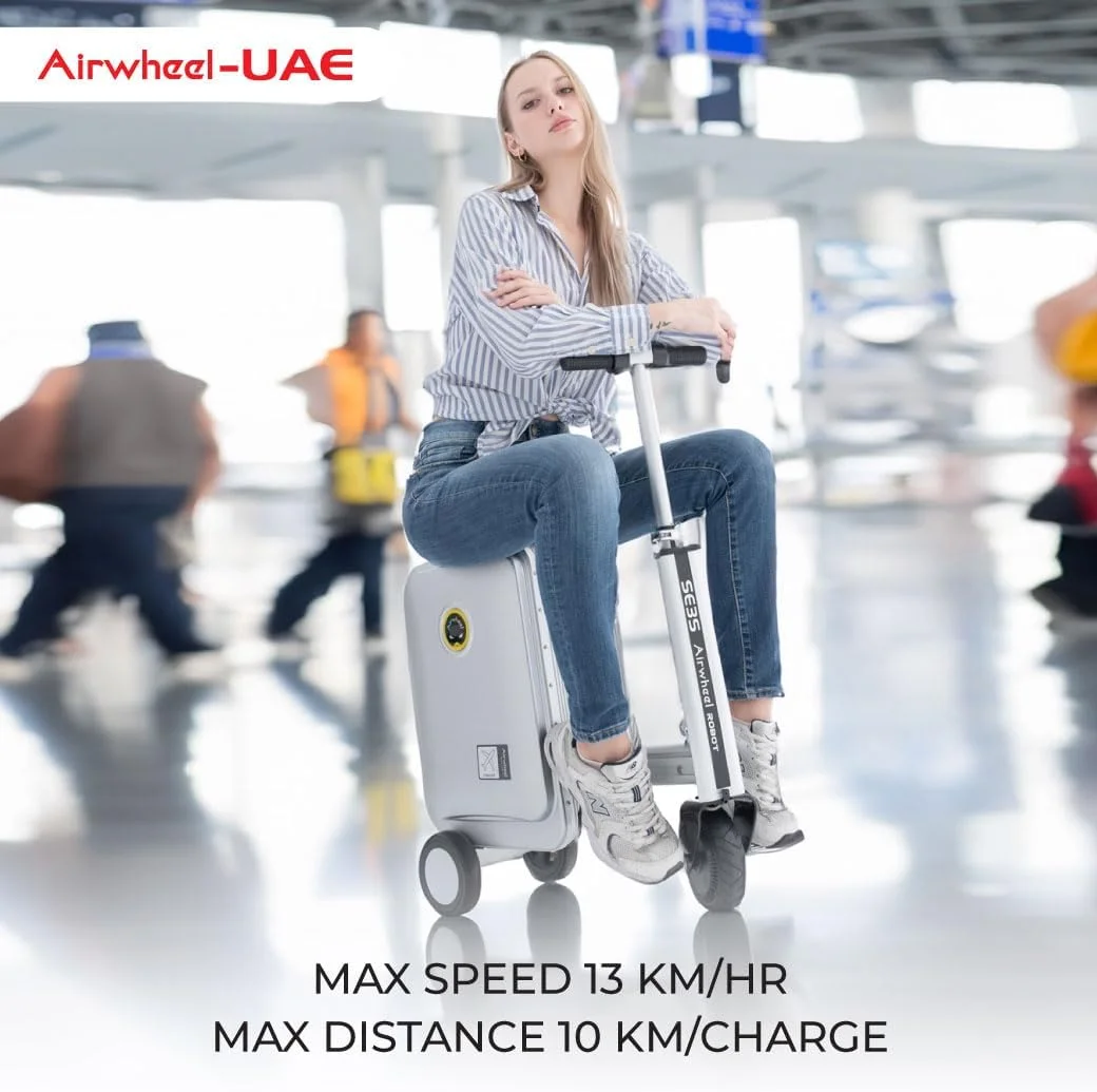 چمدان اسکوتر برقی Airwheel SE3S - نقره ای | چمدان مسافرتی نوآورانه 20 لیتری، اسکوتر چمدانی برقی موتوری برای سفر بدون زحمت با باتری قابل جابجایی | نمایندگی رسمی در امارات