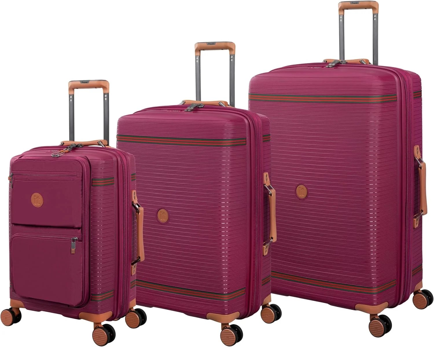 ست چمدان 3 تکه IT – چمدان های هارد شل با چرخ های اسپینر، دسته تلسکوپی و زیپ های ضد گیر (57/112/165 لیتر، ست مسافرتی سبک وزن) (قرمز تیره، ست 3 تکه 21 اینچ/27 اینچ/31 اینچ)